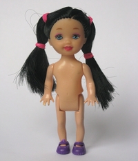 Doll, long hair, black
