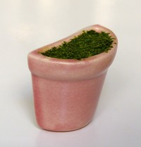 Small Vase "half cylinder", Pink, with foam and grass