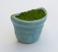 Small Vase "half cylinder", Blue, with foam and grass