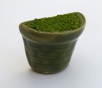 Small Vase "half cylinder", Green, with foam and grass