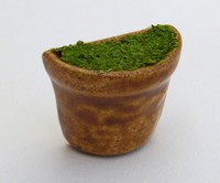 Small Vase "half cylinder", Brown, with foam and grass